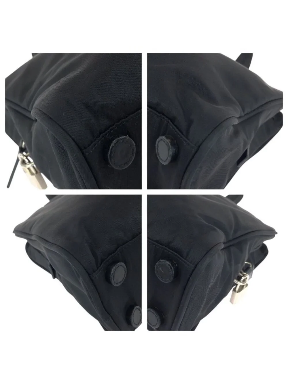 Prada Tessuto Black Silver Nylon Business Bag